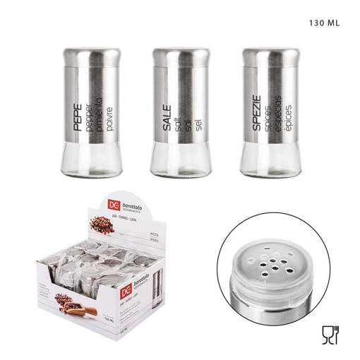 Dc Casa Barattolo Sale/Pepe/Spezie 130Ml Argento