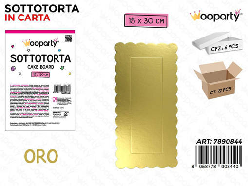 Wooparty Sottotorta In Carta Oro Rett. 15*30Cm Pz Da 6**