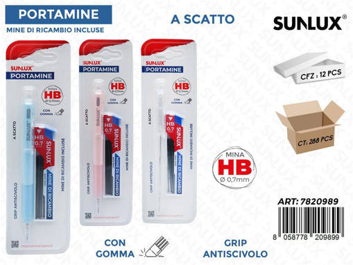 Sunlux - Portamine A Scatto C/Gomma Hb 0.7Mm Ass. 7820989