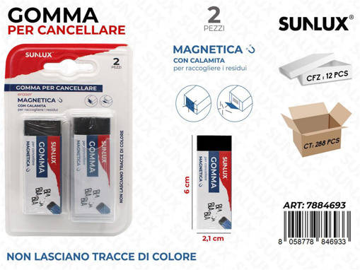 Sunlux - Gomma Per Cancell. C/Calamita 2Pcs 2.1*6Cm / Pz Da 12** 7884693