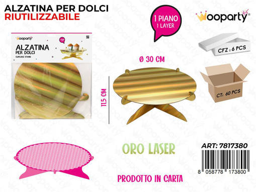 Wooparty Alzatina Per Dolci Oro Laser 1Piano 11.5Cm