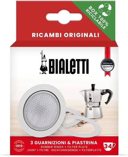 Bialetti Ricambio 3 Guarnizioni + Filtro, 3 Tazze