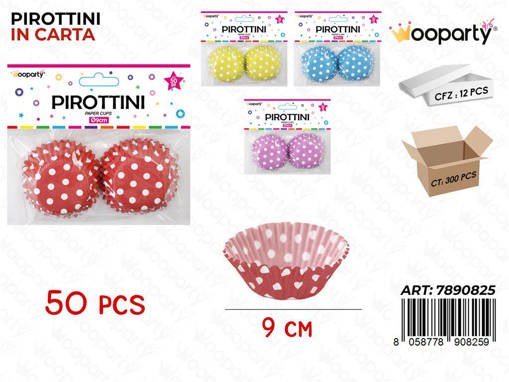 Pirottini A Pois Col. Ass. D.9Cm H.2.5Cm 50Pc /Pz Da 12**