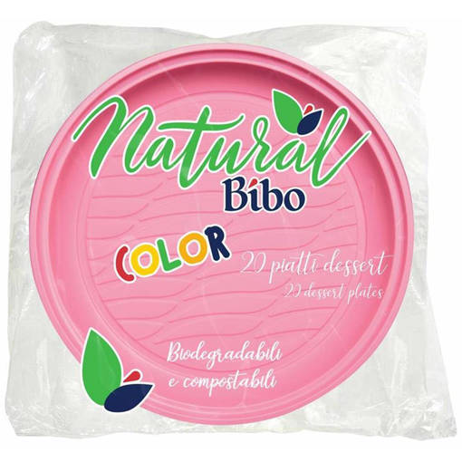 Bibo 20 Piatti dessert ø 17 cm in Bioplastica - rosa