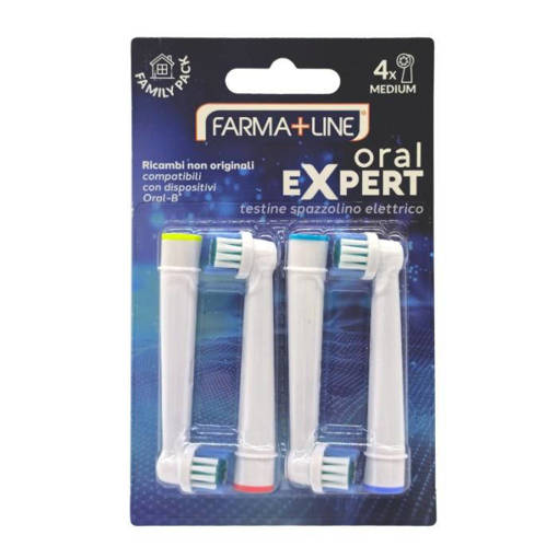 Farmaline 4 Ricambi per Spazzolini Elettrici compatibili Oral B