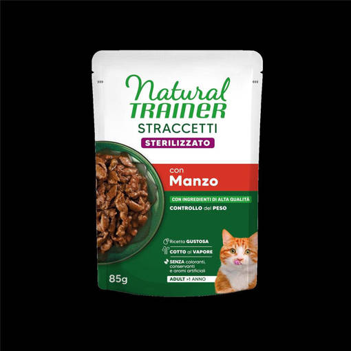 Natural Trainer Wet Straccetti Sterilized Manzo 85Gr