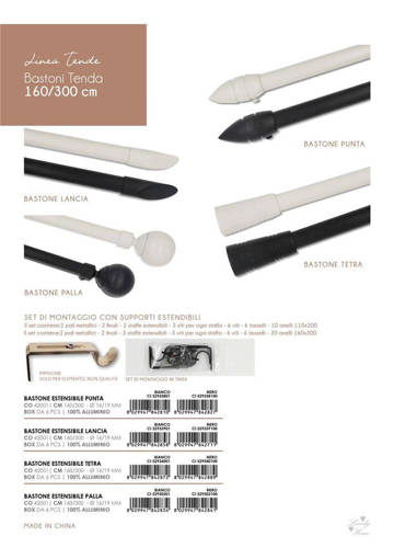 Bastone Tende 160/300 Tetra Nero