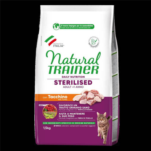 Natural Trainer Gatto Sterilizzato 1,5 kg con Tacchino