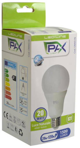 PAX Goccia Led A70 18W 1820Lm 4000K E27 , 70*151Mm, 25000H, Ic Driver, 240° Beam Angle, 2 Anni Di Garanzia F