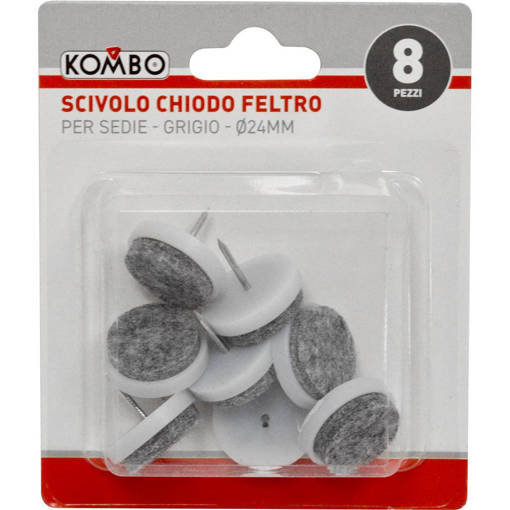 Kombo Set 8 Pz Scivolo Chiodo Feltro Per Sedie Marrone, Diametro 24Mm