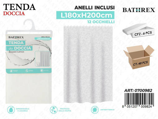 Bathrex.Tenda Doccia 180*200Cm 12Anelli