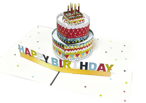 ORIGAMI KIRIGAMI TORTA HAPPY BIRTHDAY  ORF01