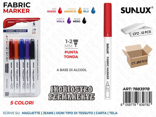 Sunlux - Fabric Marker Per Tessuti 5Col. Ass. 1-2Mm /Pz Da 12** 7883978
