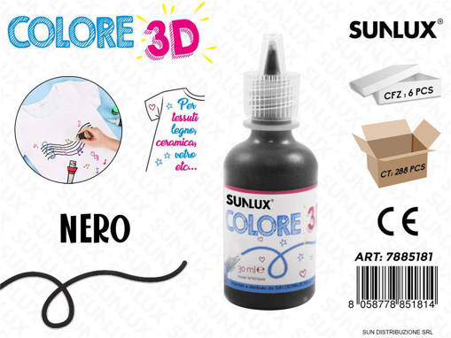 Sunlux - Colore Per Tessuto In 3D Nero 30Ml 