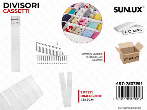 Divisori Per Cassetti Bia. 2Pcs 48*7Cm /Pz Da 12**