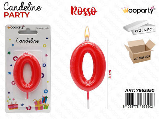 Wooparty Candeline Rosso N.0 8Cm/Pz Da 12**