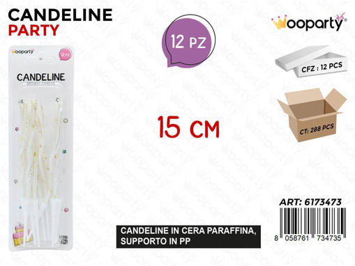 Sunlux Candeline Party Bianco-Oro 12Pcs 15Cm