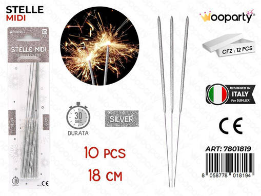 Wooparty /Stelle Midi Silver 10Pcs 18Cm /Pz Da 12**