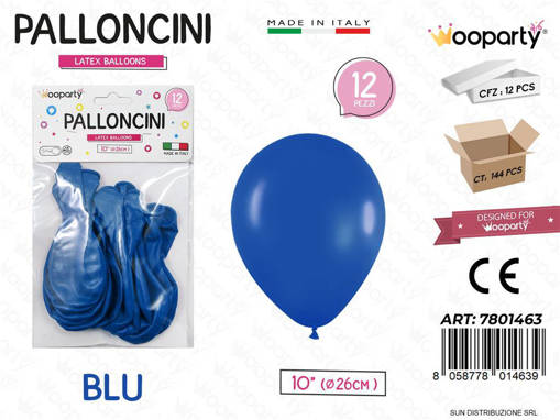 Wooparty PALLONCINI BLU 10'''' D.26CM 12PCS /PZ DA 12**