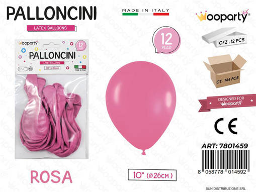 Wooparty Palloncini Rosa D .26 Cm 12 Pz