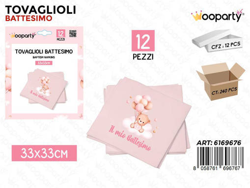 Wooparty Wooparty Tovaglioli Battesimo Girl 12Pcs 33*33Cm