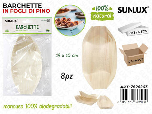 Sunlux BARCHETTE IN PINO BIODEGR. 8PCS 19*10CM /PZ DA 12**