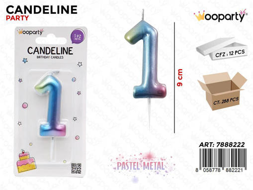 CANDELINE PASTEL METAL N. 1 9CM /PZ DA 12**