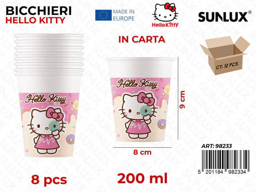 Bicchieri Carta Hello Kitty 200Ml 8Pcs 8*9 Cm