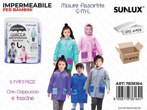 Sunlux Giacca Antipioggia Per Bambini Mis. Ass. /Pz Da 6**
