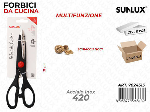 Sunlux Forbici Da Cucina Multifunz. Acciaio 420 21Cm /Pz Da 12**
