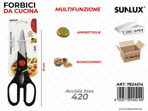 Sunlux Forbici Da Cucina Multifunz. Acciaio 420 21Cm /Pz Da 12**
