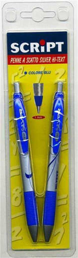Script - Bllister Penna a Scatto Silver Hi-Text 2 Pz Blu