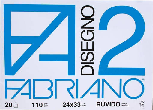 Fabriano - Album da Disegno F2 24 x 33 cm Ruvido 20 Fogli 110 gr/m2