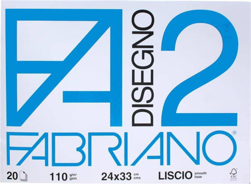 Fabriano - Album da Disegno F2 24 x 33 cm Liscio 20 Fogli 110 gr/m2
