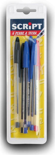Script - Blister Penna a Sfera 6 Pz Colori Assortiti