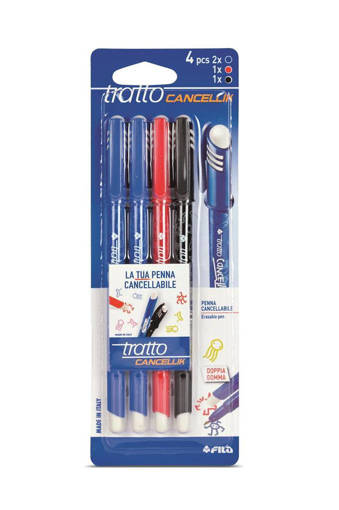 Fila - Tratto - Penna cancellabile Cancellik 4 pz (2 blu + 1 rosso + 1 nero) F042900
