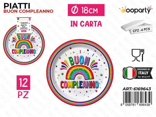 /Wooparty Piatti Carta B. Compl. 18Cm 12Pcs