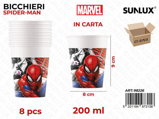 Bicchieri Carta Fsc Spiderman World Of Webs  Ml 200 Cf 8