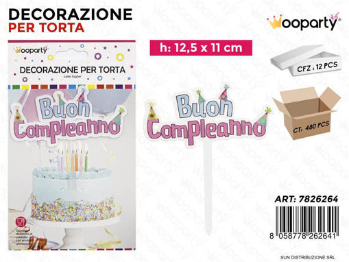 Wooparty DEC PER TORTA BUON COMPLEANNO 12,5X11CM