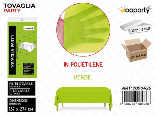Wooparty Tovaglia Riut. Verde 137*274Cm /Pz Da 12**