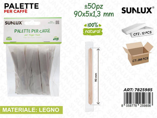 Wooparty Sunlux Palette Per Caffe Legno 50Pcs 90*5*1.3Mm