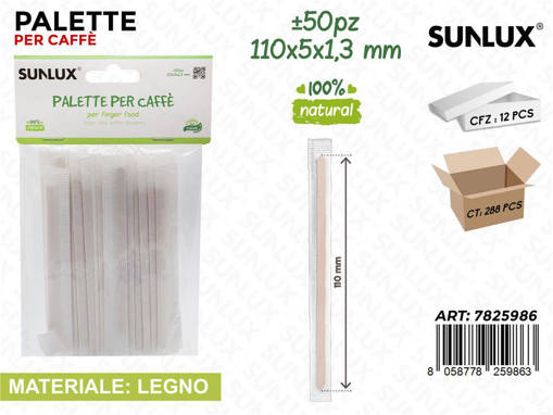 Wooparty Sunlux Palette Per Caffe Legno 50Pcs 110*5*1.3Mm