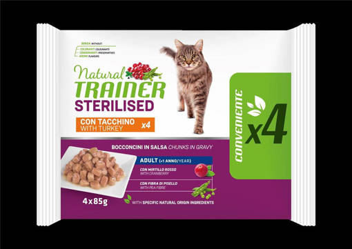 Natural Trainer Gatto Adulto Sterilizzato 4*85 g, Tacchino