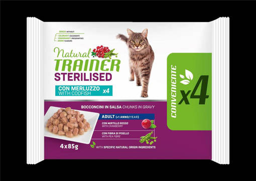 Natural Trainer Gatto Adulto Sterilizzato 4*85 g, Merluzzo