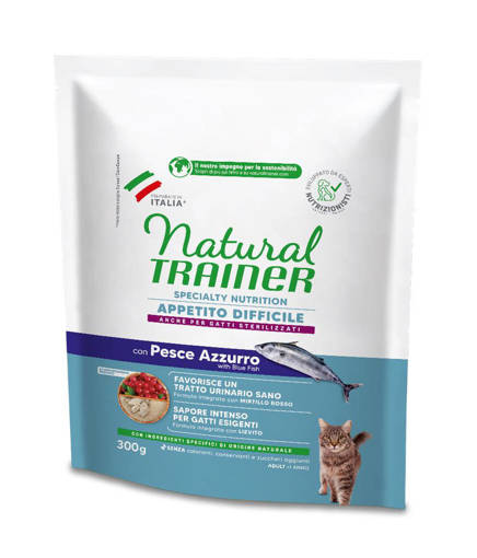 Natural Trainer Appetito Difficile 300Gr Gatti Sterilizzati Pesce Azzurro