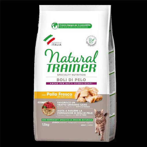 Natural Trainer Gatto Boli di Pelo Pollo 1,5Kg