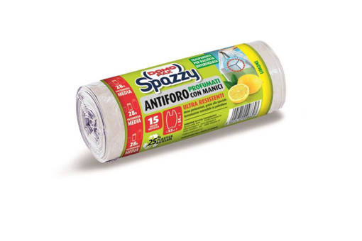 Domopak Spazzy Sacchi Nettezza, 28 litri, 52x54 cm, 15 pezzi, Trasparente
