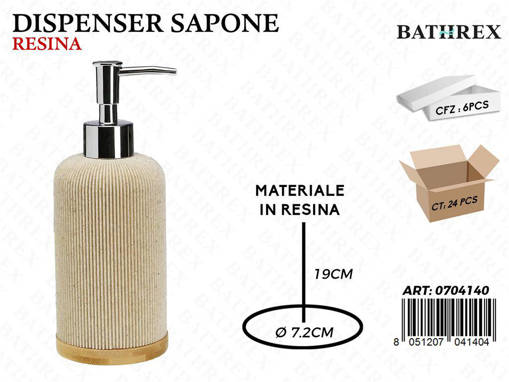 Bathrex Dispenser Sapone Resina 7.2*7.2*19Cm