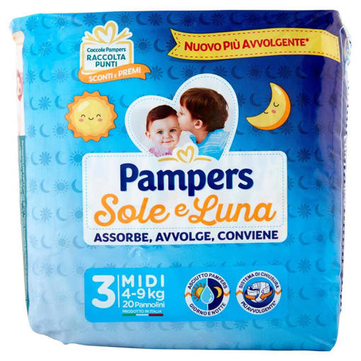 Pampers Sole e Luna Midi Taglia 3 (4-9 Kg), 21 Pannolini