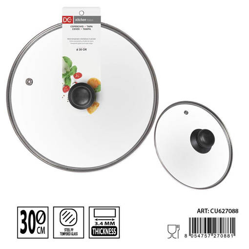Dc Casa Coperchio Vetro Temperato 30Cm
